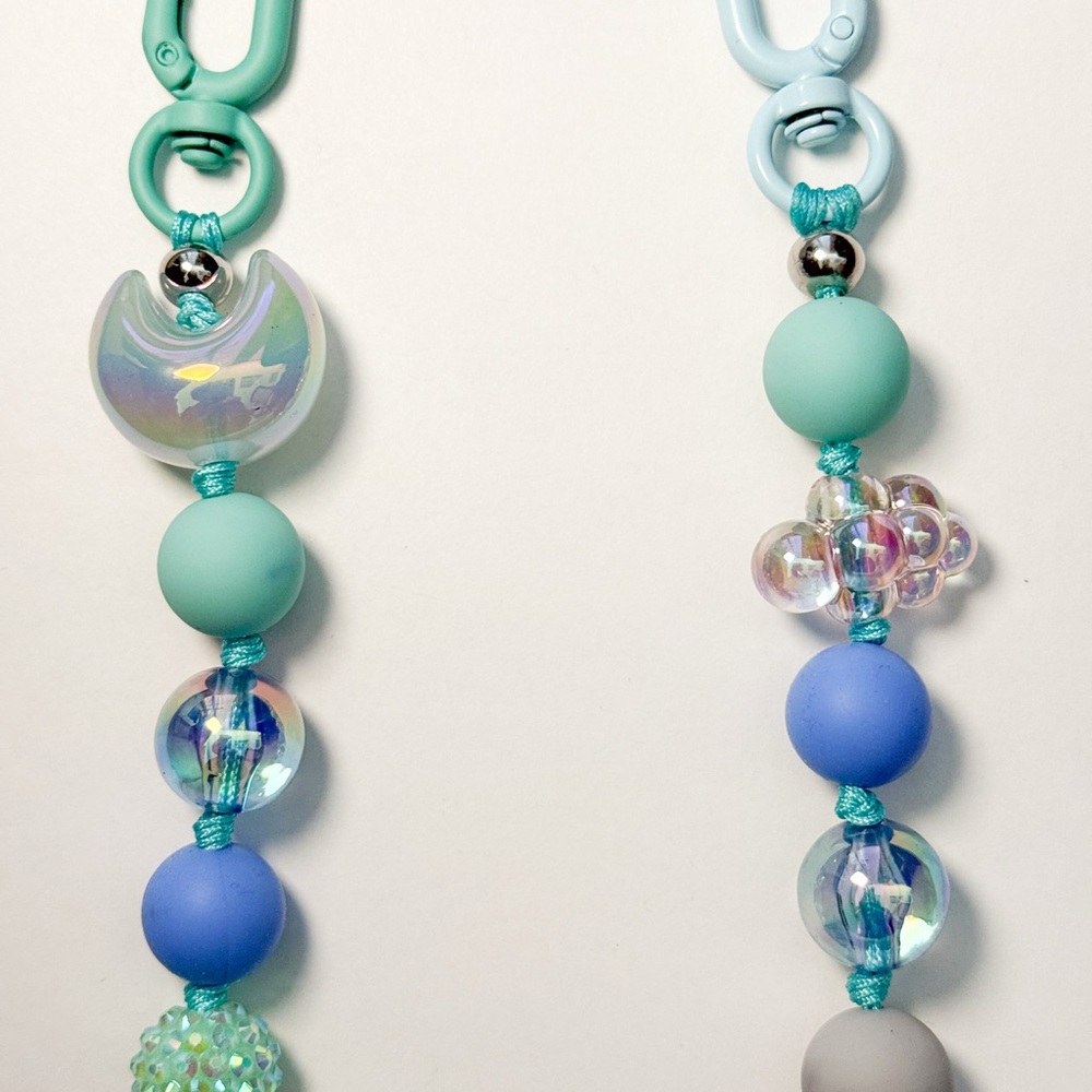 Handcrafted Aqua and Blue Beaded Key Holder